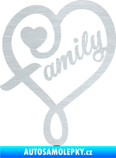 Samolepka Family 001 nápis se srdíčkem škrábaný hliník