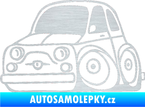 Samolepka Fiat 500 karikatura levá škrábaný hliník