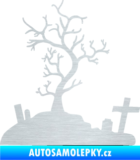 Samolepka Halloween 019 levá hřbitov škrábaný hliník