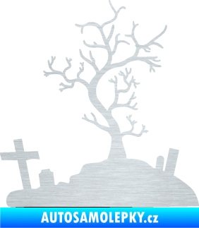 Samolepka Halloween 019 pravá hřbitov škrábaný hliník