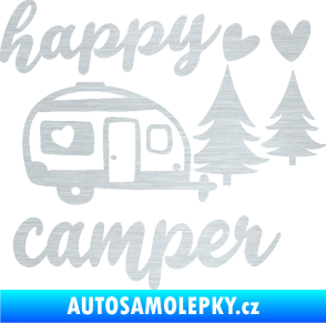 Samolepka Happy camper pravá cestování škrábaný hliník