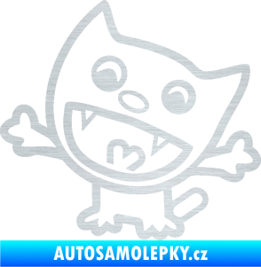Samolepka Happy cat 001 levá škrábaný hliník