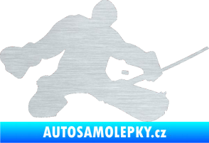 Samolepka Hokejista 015 pravá brankář škrábaný hliník