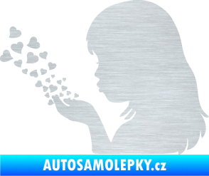 Samolepka Holčička se srdíčky levá škrábaný hliník