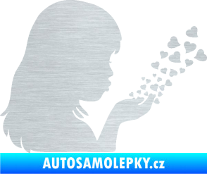 Samolepka Holčička se srdíčky pravá škrábaný hliník