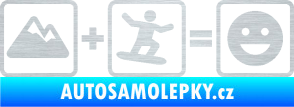 Samolepka Hory + snowboard = veselý smajlík škrábaný hliník