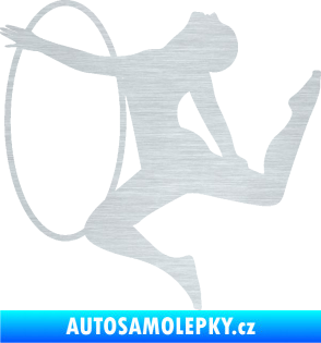 Samolepka Hula Hop 002 levá gymnastka s obručí škrábaný hliník