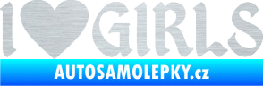 Samolepka I love girls nápis se srdcem škrábaný hliník