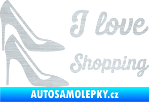 Samolepka I love shopping nápis  škrábaný hliník