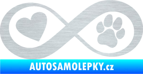 Samolepka Infinity 002 srdce a tlapka levá škrábaný hliník