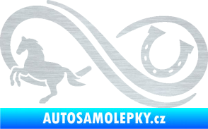 Samolepka Infinity 005 levá koník s podkovou škrábaný hliník