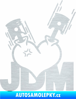 Samolepka JDM heart  škrábaný hliník