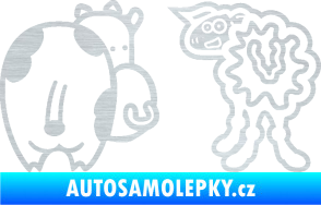 Samolepka JDM kravička a ovečka 001 levá škrábaný hliník