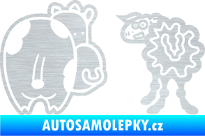 Samolepka JDM kravička a ovečka 002 levá škrábaný hliník