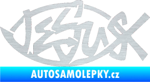 Samolepka Jesus rybička 001 křesťanský symbol škrábaný hliník