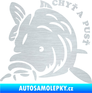 Samolepka Kapr 004 chyť a pusť levá škrábaný hliník