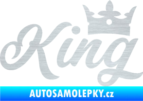 Samolepka King nápis s korunou škrábaný hliník