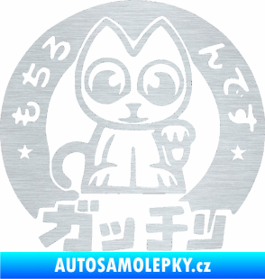 Samolepka Kočička lucky cat JDM 002  škrábaný hliník