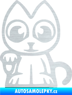 Samolepka Kočička lucky cat JDM levá škrábaný hliník