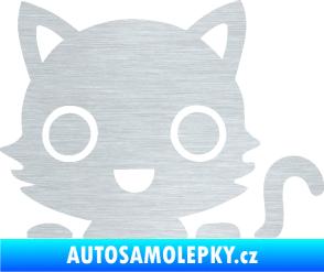 Samolepka Kočka 014 pravá kočka v autě škrábaný hliník