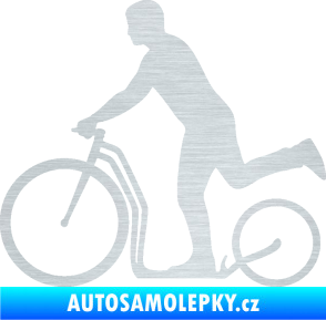 Samolepka Koloběžka 001 levá jízda  škrábaný hliník