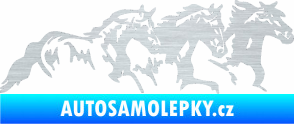 Samolepka Koníci 004 pravá stádo škrábaný hliník