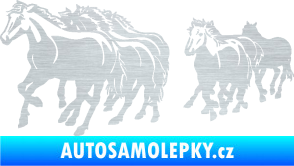 Samolepka Koníci 005 stádo levá škrábaný hliník