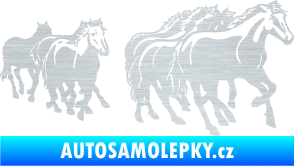 Samolepka Koníci 005 stádo pravá škrábaný hliník