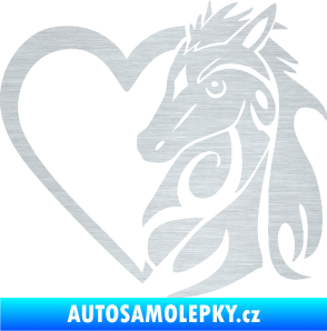 Samolepka Koník love 001 pravá hříbátko v srdíčku škrábaný hliník