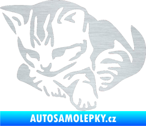 Samolepka Koťátko 003 levá škrábaný hliník