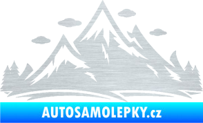 Samolepka Krajina hory 002 pravá škrábaný hliník