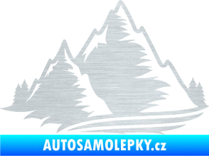 Samolepka Krajina hory 003 levá škrábaný hliník