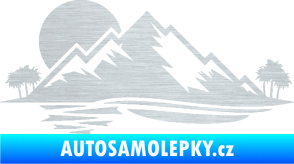 Samolepka Krajina hory 004 levá škrábaný hliník
