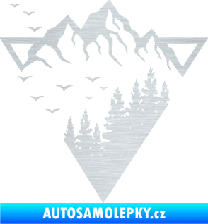 Samolepka Krajina hory 042 levá magický trojúhelník škrábaný hliník