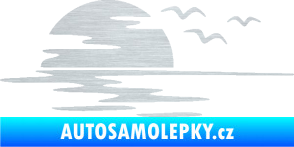 Samolepka Krajina moře 003 levá západ slunce odraz na hladině škrábaný hliník