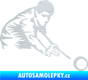 Samolepka Kulečník 001 pravá hráč s tágem škrábaný hliník
