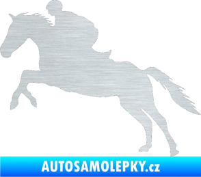 Samolepka Kůň 019 levá jezdec v sedle škrábaný hliník