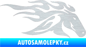 Samolepka Kůň 022 pravá hlava s plameny škrábaný hliník