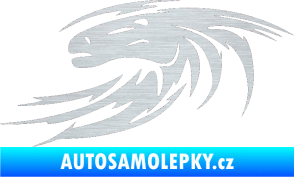 Samolepka Kůň 023 levá hlava s vlající hřívou škrábaný hliník