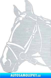 Samolepka Kůň 028 levá hlava s uzdou škrábaný hliník