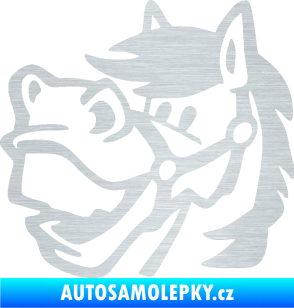 Samolepka Kůň 041 levá veselý škrábaný hliník