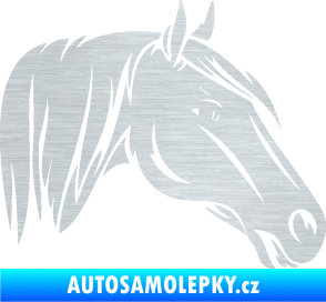 Samolepka Kůň 065 pravá hlava s hřívou škrábaný hliník