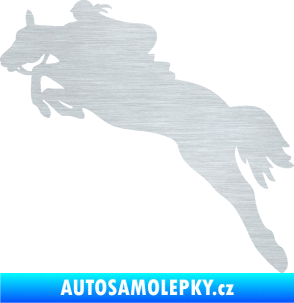 Samolepka Kůň 084 levá s jezdkyní škrábaný hliník