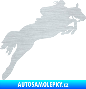 Samolepka Kůň 084 pravá s jezdkyní škrábaný hliník