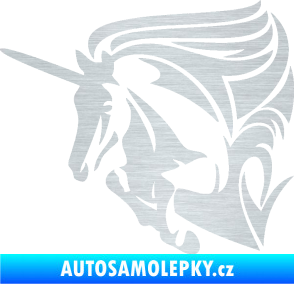 Samolepka Kůň jednorožec 001 levá škrábaný hliník