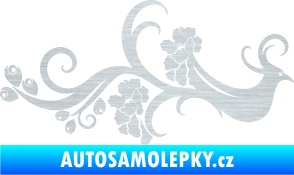 Samolepka Květina dekor 014 pravá páv škrábaný hliník