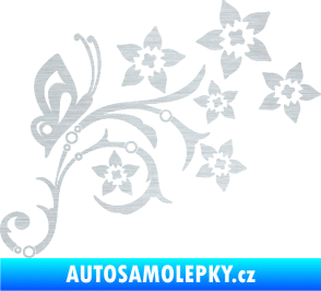 Samolepka Květina dekor 047 pravá s motýlem škrábaný hliník
