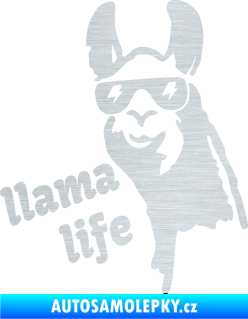 Samolepka Lama 004 llama life škrábaný hliník