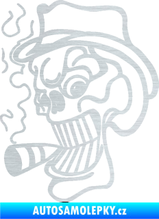 Samolepka Lebka 020 levá crazy s cigaretou škrábaný hliník
