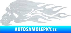 Samolepka Lebka 050 levá v plamenech škrábaný hliník